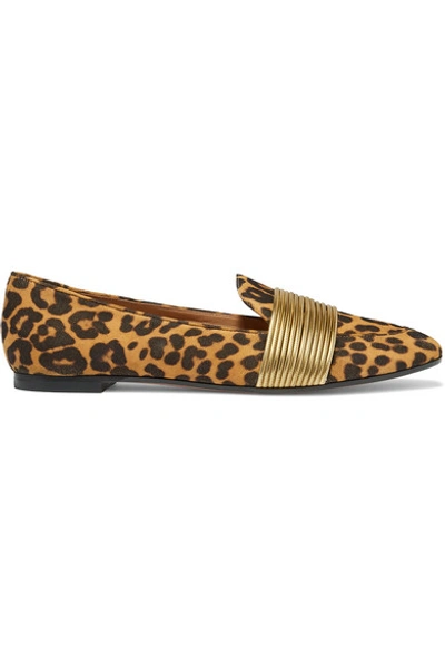 Shop Aquazzura Rendez Vous Leather-trimmed Leopard-print Suede Loafers In Leopard Print