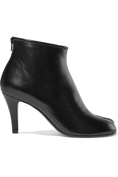 Shop Maison Margiela Split-toe Leather Ankle Boots In Black