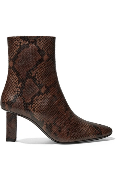 Shop Staud Brando Snake-effect Leather Ankle Boots In Snake Print