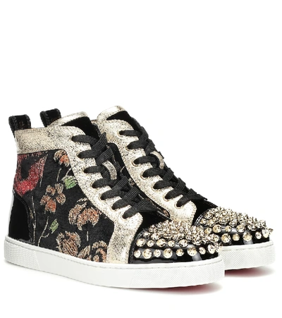 Shop Christian Louboutin Lou Spikes High-top Sneakers In Black