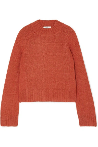 Shop Vince Cropped Mélange Cashmere Sweater In Red