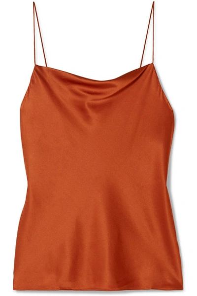 Shop Cami Nyc The Axel Draped Stretch-silk Charmeuse Camisole In Orange