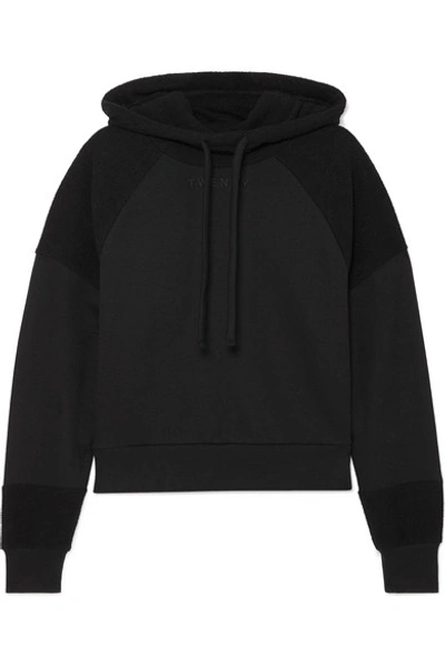 Shop Twenty Montreal Sunnyside Embroidered Cotton-blend Terry Hoodie In Black