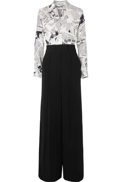 Shop Diane Von Furstenberg Hayden Printed Crepe Jumpsuit In Black