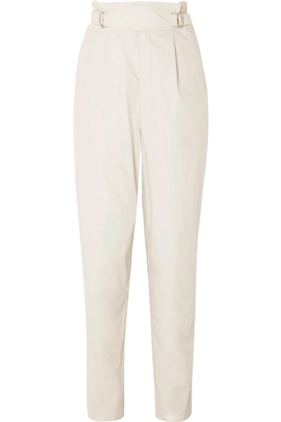 Shop Isabel Marant Pierson Pleated Cotton Tapered Pants In Ecru