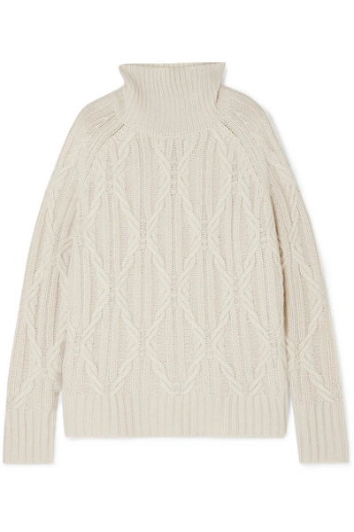 Shop Nili Lotan Merya Cable-knit Cashmere Turtleneck Sweater In Cream