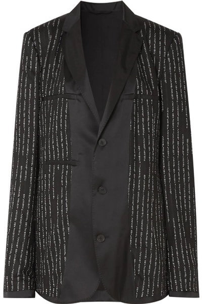 Shop Ben Taverniti Unravel Project Oversized Satin-trimmed Jacquard Blazer In Black