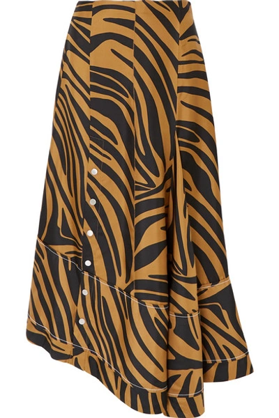 Shop 3.1 Phillip Lim / フィリップ リム Asymmetric Zebra-print Silk-twill Skirt In Zebra Print