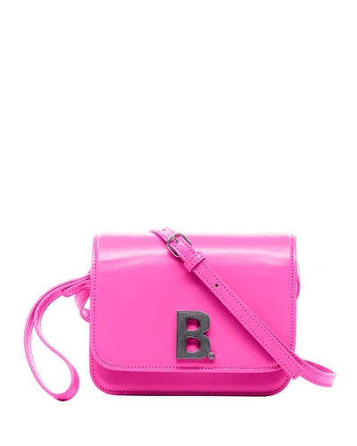 Shop Balenciaga B Bag Small Shiny Box Calf Crossbody Bag In Pink