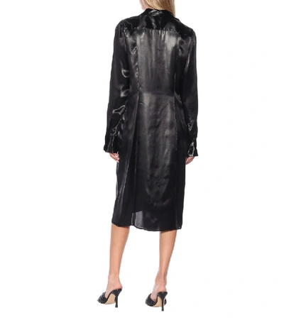 Shop Bottega Veneta Lacquered Satin Shirt Dress In Black