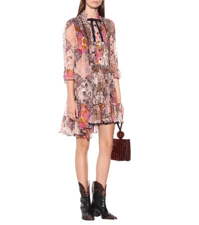 Shop Coach Floral Asymmetric Silk Dress In Multicoloured