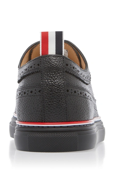 Shop Thom Browne Pebble-grain Leather Brogue Sneakers In Black