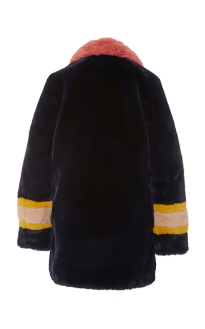 Shop Apparis Lisa Striped Faux Fur Coat In Multi