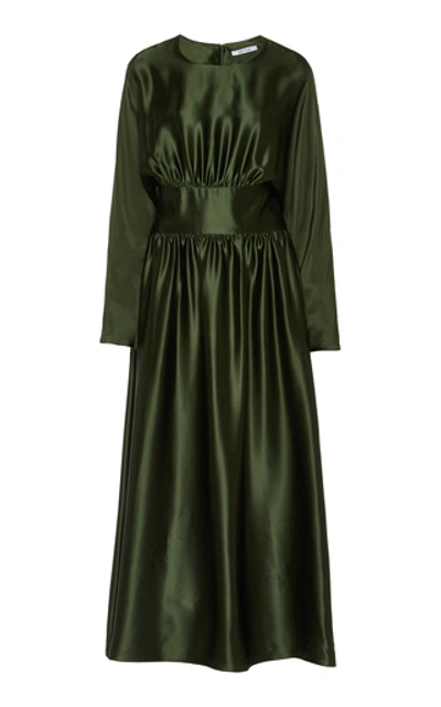 Shop Deitas Hermine Silk-satin Maxi Dress In Green