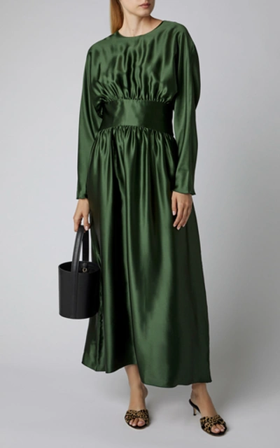 Shop Deitas Hermine Silk-satin Maxi Dress In Green