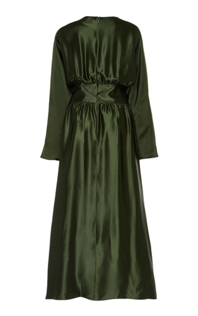 Shop Deitas Hermine Silk-satin Maxi Dress In Green