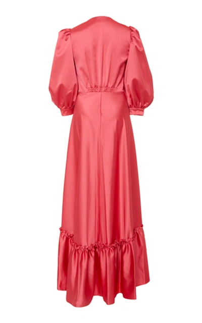 Shop Luisa Beccaria Ruffled Satin Maxi Dress In Pink