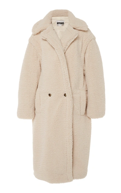 Shop Apparis Daryna Collared Faux Shearling Coat In White