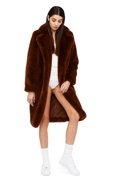 Shop Apparis Laure Faux-fur Coat In Brown