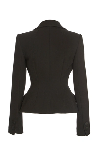 Shop Dolce & Gabbana Double-breasted Wool-crepe Blazer In Black