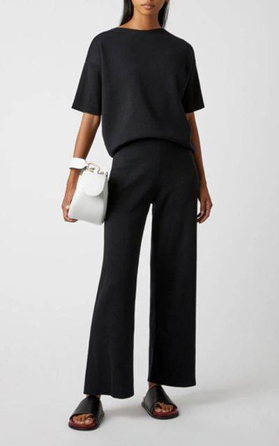 Shop Mansur Gavriel Milano Wool Wide-leg Pants In Black