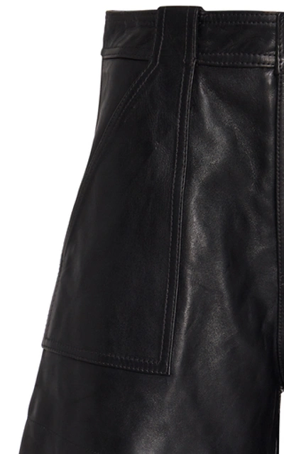 Shop Ganni Leather Mini Shorts In Black