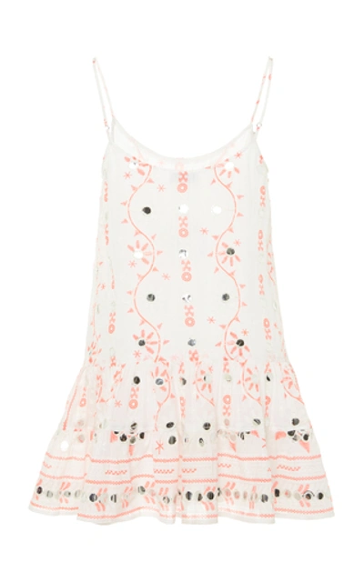 Shop Juliet Dunn Embroidered Cotton Cami Dress In White