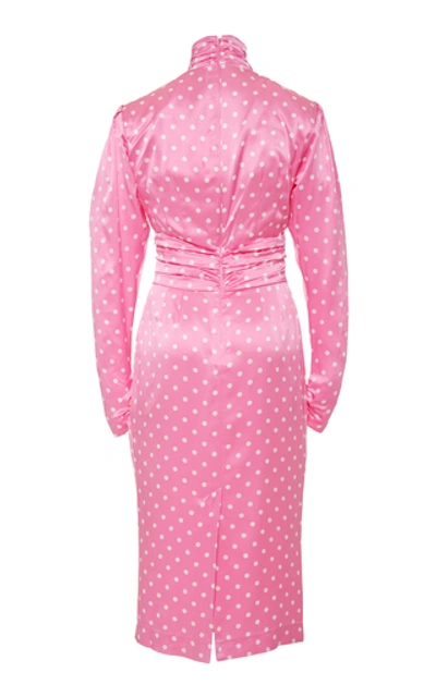 Shop Alessandra Rich Polka-dot Silk-satin Midi Dress In Pink