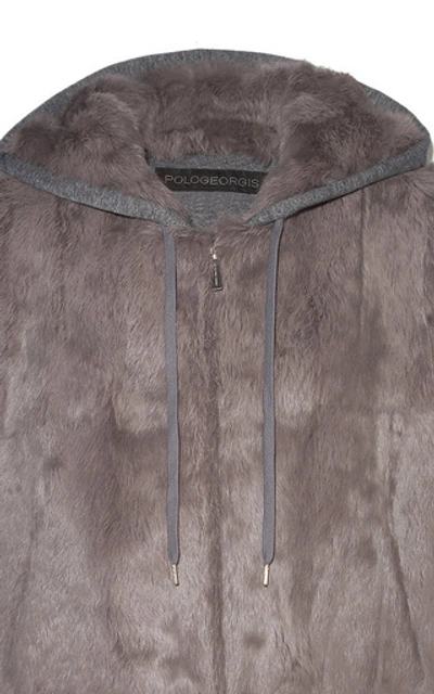 Shop Pologeorgis The Lucy Rabbit-fur Hooded Jacket In Grey