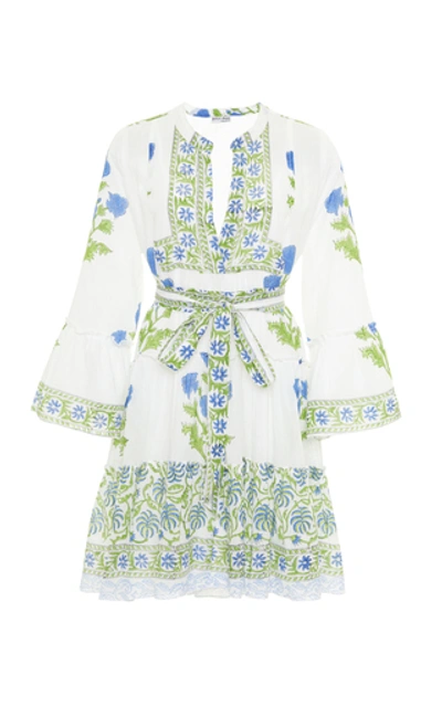 Shop Juliet Dunn Floral-print Cotton Mini Dress In White