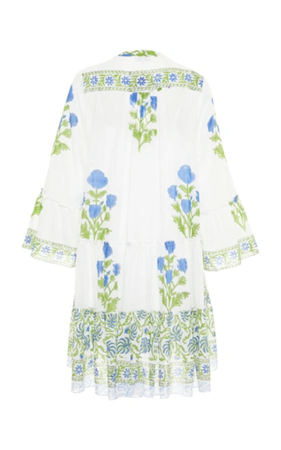 Shop Juliet Dunn Floral-print Cotton Mini Dress In White