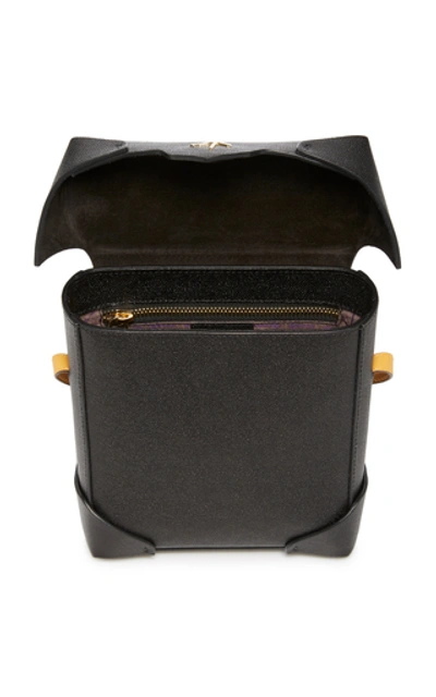 Shop Manu Atelier Pristine Mini Two-tone Leather Shoulder Bag In Black
