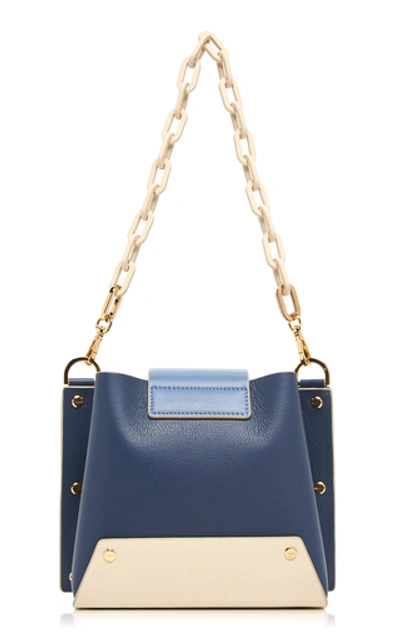 Shop Yuzefi Delila Color-block Textured Leather Shoulder Bag In Blue