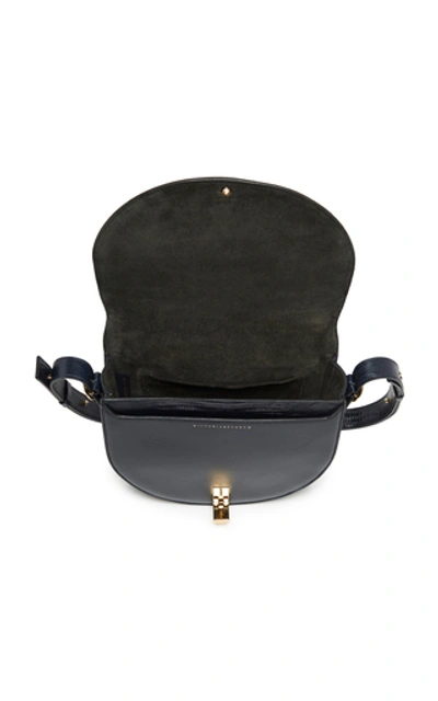 Shop Victoria Beckham Tejus Lizard-effect Leather Shoulder Bag In Navy