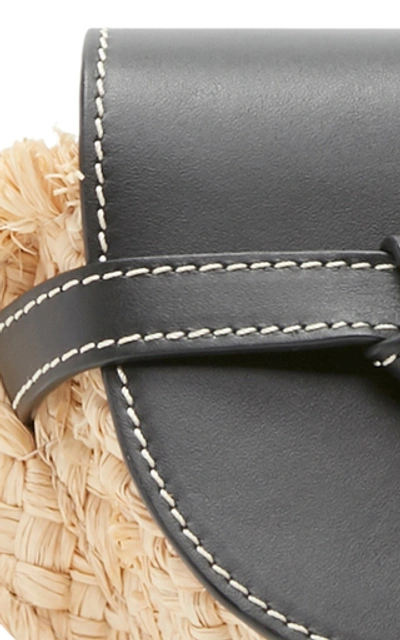 Shop Loewe Gate Mini Leather And Raffia Bag In Black