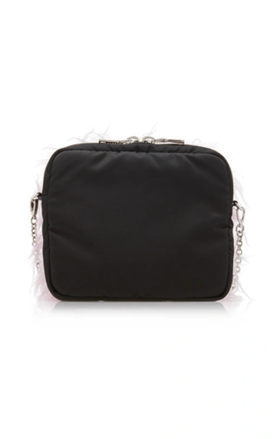 Shop Prada Faux Fur-paneled Shell Shoulder Bag In Pink