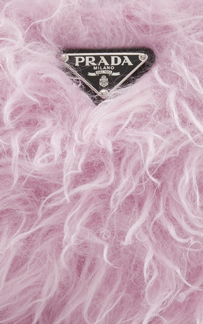 Shop Prada Faux Fur-paneled Shell Shoulder Bag In Pink