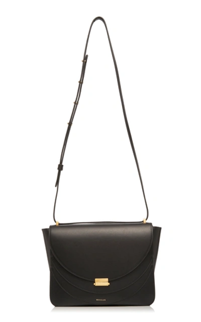 Shop Wandler Luna Leather Shoulder Bag   In Black