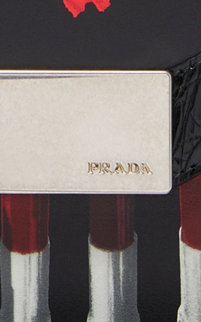 Shop Prada Séverine Printed Leather Crossbody Bag In Red