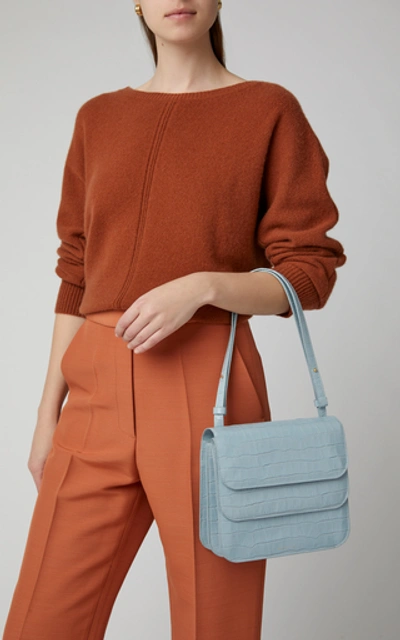 Shop Rejina Pyo Ana Croc-effect Leather Shoulder Bag In Blue