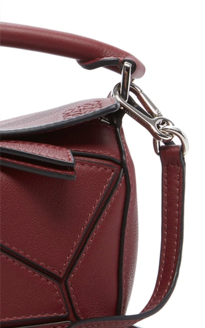 Shop Loewe Puzzle Mini Leather Shoulder Bag In Burgundy