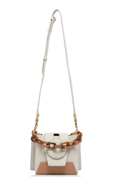 Shop Yuzefi Daria Two-tone Leather Shoulder Bag In White