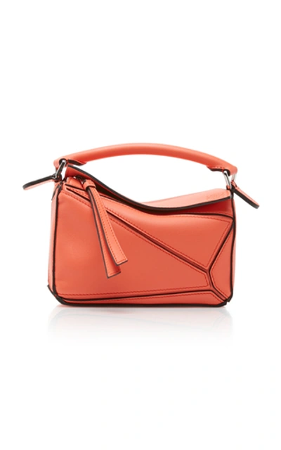 Shop Loewe Puzzle Mini Leather Shoulder Bag In Orange