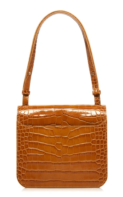 Shop Rejina Pyo Ana Croc-effect Leather Shoulder Bag In Neutral