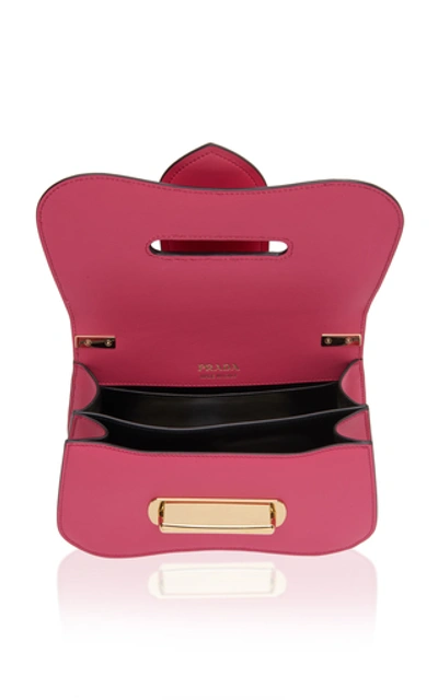 Shop Prada Small City Calf Flap Bag In Pink