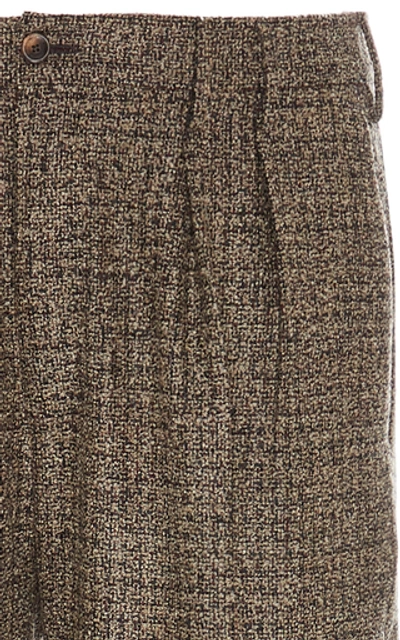 Shop Pt01 Pleated Wool-bouclé Cropped Trousers In Neutral