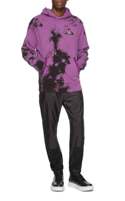 Shop Just Don Appliquéd Cotton And Cashmere-blend Hooded Sweatshirt In Purple