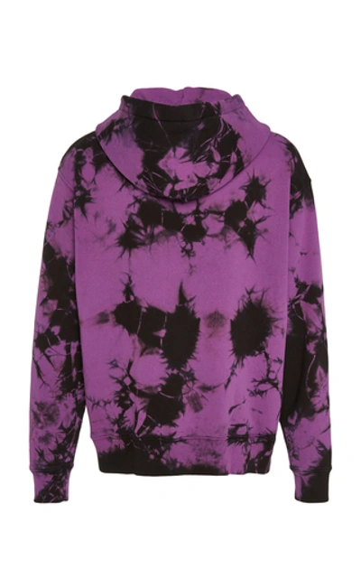 Shop Just Don Appliquéd Cotton And Cashmere-blend Hooded Sweatshirt In Purple