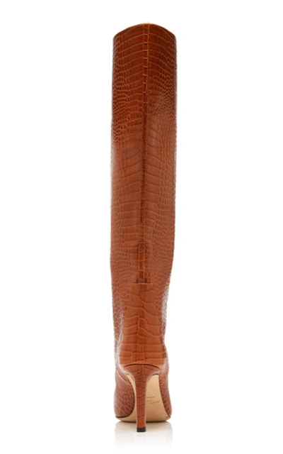 Shop Jimmy Choo Mavis Croc-effect Leather Knee Boots In Brown
