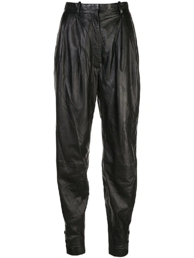 Shop Altuzarra Leather Atomica Tapered Trousers In Black
